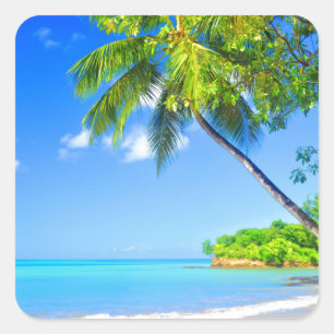 Tropische Insel Quadratischer Aufkleber