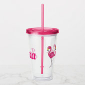 Tropische Insel Rosa Flamingo Bird Personalisiert Acryltrinkbecher (Rechts)