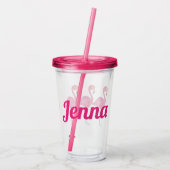 Tropische Insel Rosa Flamingo Bird Personalisiert Acryltrinkbecher (Rückseite)