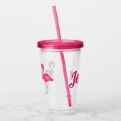 Tropische Insel Rosa Flamingo Bird Personalisiert Acryltrinkbecher (Links)
