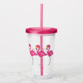 Tropische Insel Rosa Flamingo Bird Personalisiert Acryltrinkbecher (Vorderseite)