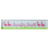 Tropische Insel Rosa Flamingo Vogelgras Namensplakette (Vorderseite)