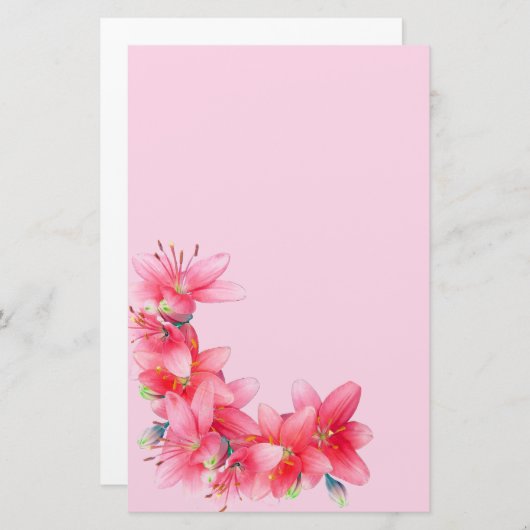 Tropische Insel-rotes Lilien-Blumen-Briefpapier Briefpapier (Vorne/Hinten)