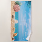 Tropische Insel Seashells Türkises Wasser Strandtuch (Vorderseite)