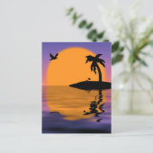 Tropische Insel Sunset Postcard Postkarte (Stehend Vorderseite)