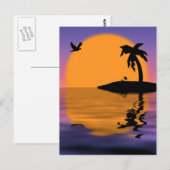 Tropische Insel Sunset Postcard Postkarte (Vorne/Hinten)
