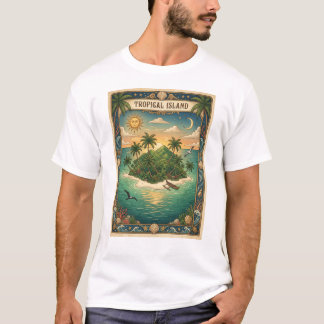 tropische Insel Tarotkarten-Design Sommerferien T-Shirt