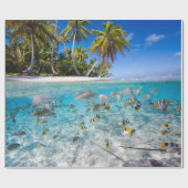 Tropische Insel unter und über Wasser Geschenkpapier (Flach)