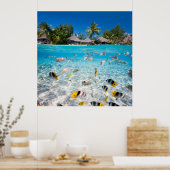 Tropische Insel unter und über Wasser Poster (Küche)