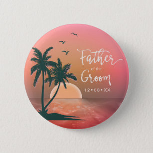 Tropische Insel Vater des Groom Pink ID581 Button