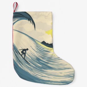 Tropische Insel, Welle, Surfer Sonnenuntergang. Kleiner Weihnachtsstrumpf