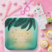 Tropische Isle Sunrise Wedding Aquamarin ID581 Pappteller (Party)