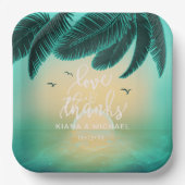 Tropische Isle Sunrise Wedding Aquamarin ID581 Pappteller (Vorderseite)