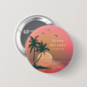 Tropische Isle Sunrise Wedding Pink ID581 Button (Vorne & Hinten)
