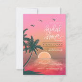 Tropische Isle Sunrise Wedding Pink ID581 Einladung (Vorderseite)