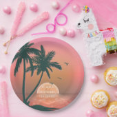 Tropische Isle Sunrise Wedding Pink ID581 Pappteller (Party)