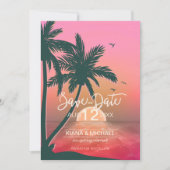 Tropische Isle Sunrise Wedding Pink ID581 Save The Date (Vorderseite)
