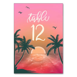 Tropische Isle Sunrise Wedding Pink ID581 Tischnummer