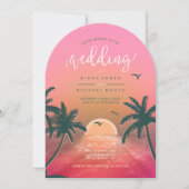 Tropische Isle Sunrise Wedding Pink L2 Arch ID581 Einladung (Vorderseite)