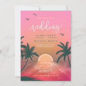 Tropische Isle Sunrise Wedding Pink L2 ID581 Einladung (Vorderseite)