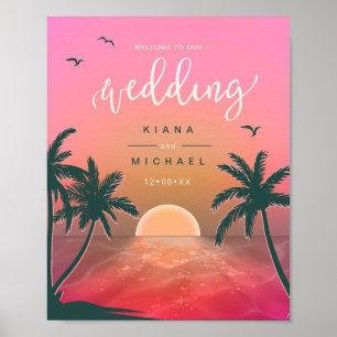 Tropische Isle Sunrise Wedding Welcome Pink ID581 Poster