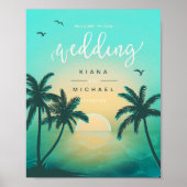 Tropische Isle Sunrise Wedding Willkommen Aquamari Poster (Vorne)