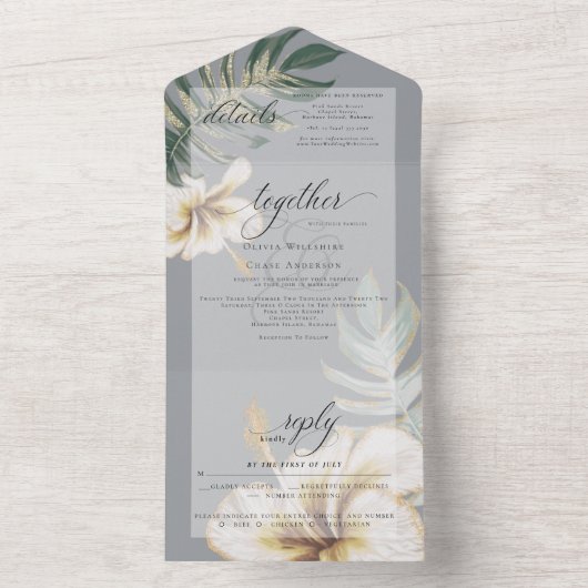 Tropische Ivory-Gelbe Hibiskus-Foliage All In One Einladung (Innen Boden)