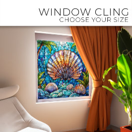 Tropische Jakobsmuschel Gestaltete Glaskunst Fensteraufkleber