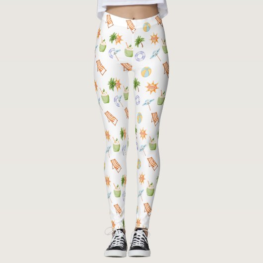 Tropische junge Kokosnuss Sommerparadies Leggings (Vorderseite)