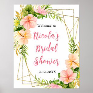 Tropische Jungel-Blumen-Hochzeitsdusche-Willkommen Poster