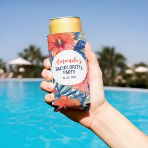 Tropische Junggesellinnenparty Sommerblumen-Muster Selters Dosenkühler