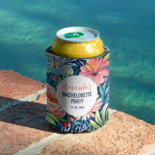 Tropische Junggesellinnenparty Sommerliches Blumen Dosenkühler