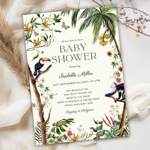 Tropische Jungle Animals Boy Baby Dusche Einladung