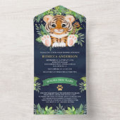 Tropische Jungle Safari Niedlich Tiger Navy Kinder All In One Einladung (Innen Boden)