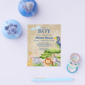 Tropische Jungle Safari Tiere Baby Boy Dusche Flyer (Einzeln)