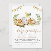 Tropische Jungle Safari Tiere Baby Sprinkle Einladung (Vorderseite)