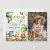 Tropische Jungle Safari Tiere Geburtstag Dankeskarte (Vorderseite)