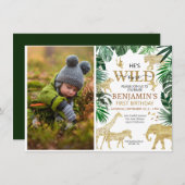 Tropische Jungle Safari Tiere Geburtstag Einladung (Vorne/Hinten)