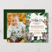 Tropische Jungle Safari Tiere Geburtstag Einladung (Vorne/Hinten)