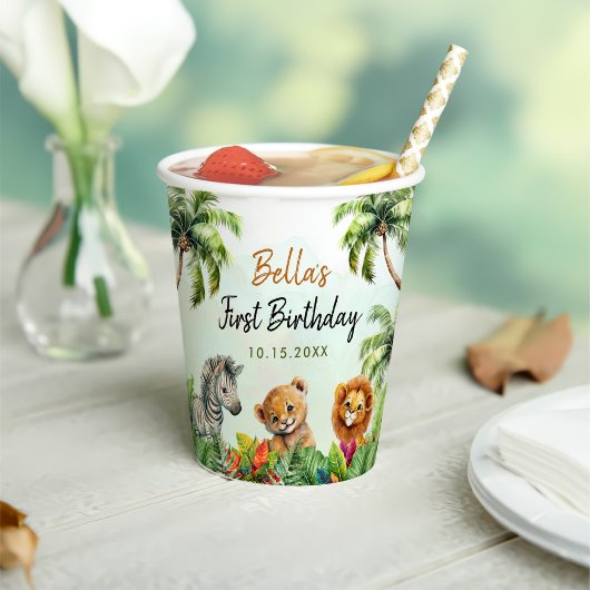 Tropische Jungle Safari Tiere Geburtstag Pappbecher
