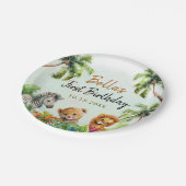 Tropische Jungle Safari Tiere Geburtstag Pappteller (Schrägansicht)