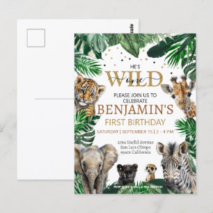 Tropische Jungle Safari Tiere Geburtstag Postkarte