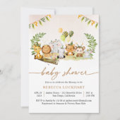 Tropische Jungle Safari Tiere Kinderdusche in Einladung (Vorderseite)