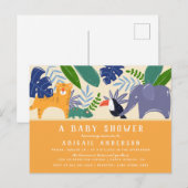 Tropische Jungtiere Geschlechtsneutrale Babydusche Einladungspostkarte (Vorne/Hinten)