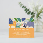 Tropische Jungtiere Geschlechtsneutrale Babydusche Einladungspostkarte (Stehend Vorderseite)