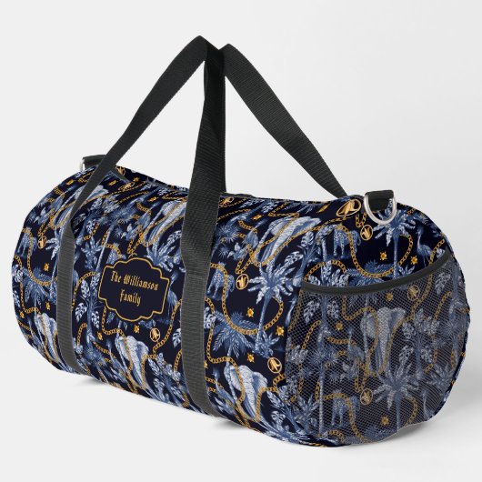 Tropische Jungtiere Gold Ketten Luxusreise Duffle Bag (Rechte Ecke)