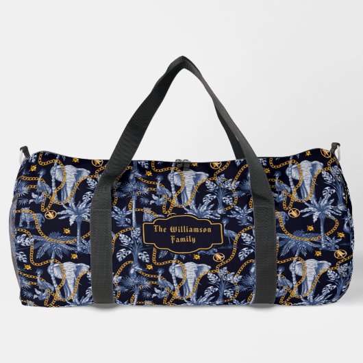 Tropische Jungtiere Gold Ketten Luxusreise Duffle Bag (Rückseite)