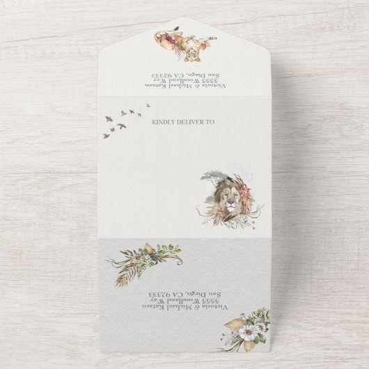 Tropische Jungtierhochzeit All In One Einladung (Außenbereich)