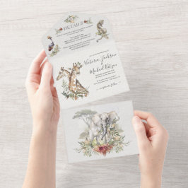 Tropische Jungtierhochzeit All In One Einladung