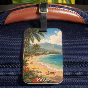 Tropische Ka'anapali Beach Maui Vintage Reise Gepäckanhänger